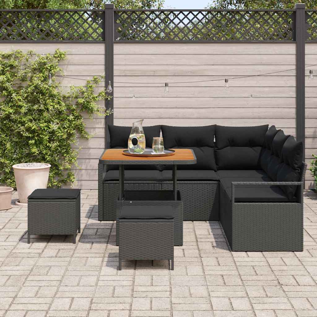 Gartensofa-set 8 stk. Schwarz Poly-Rattan