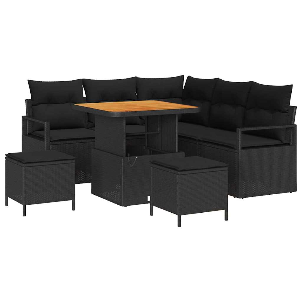 Gartensofa-set 8 stk. Schwarz Poly-Rattan
