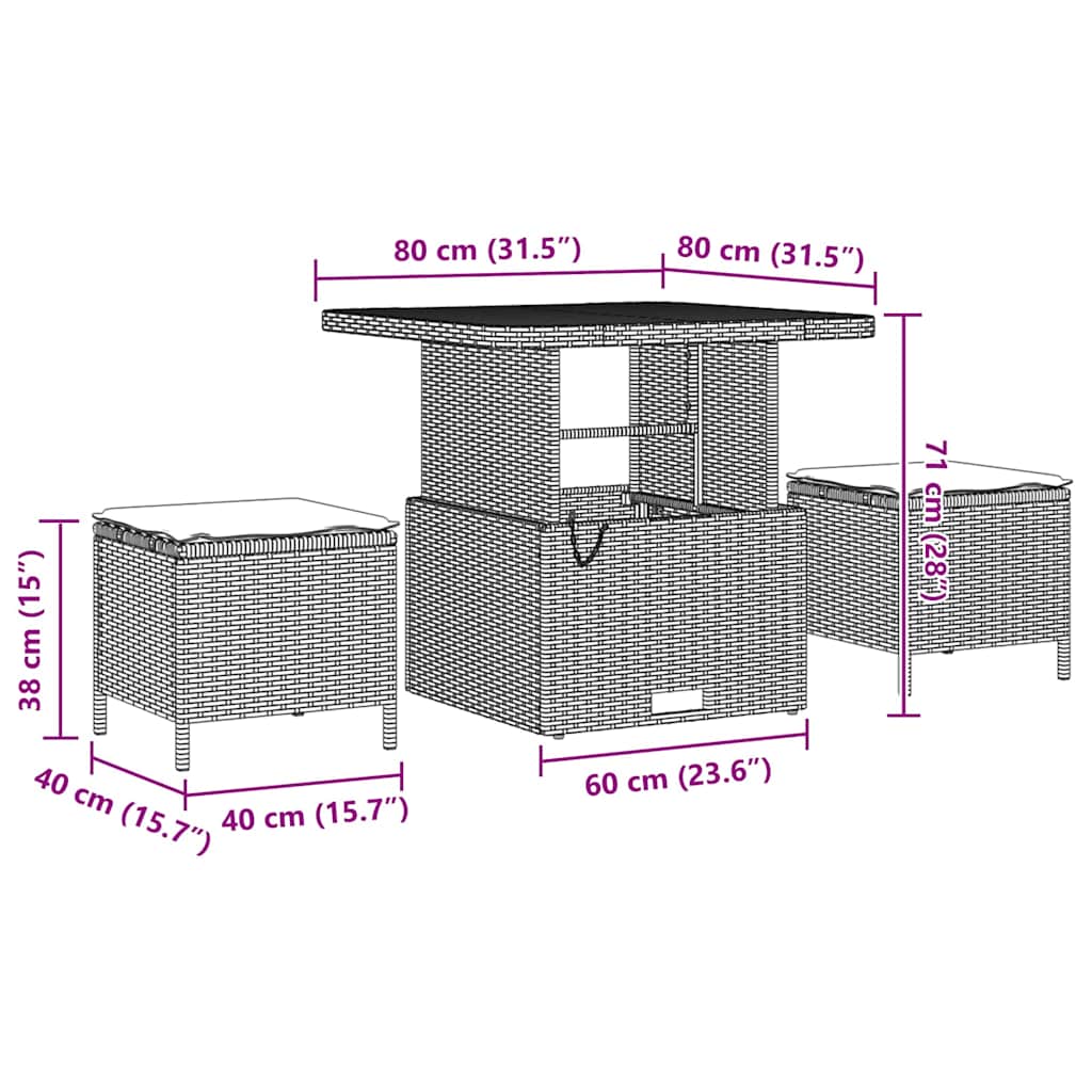 Gartensofa-set 8 stk. Schwarz Poly-Rattan
