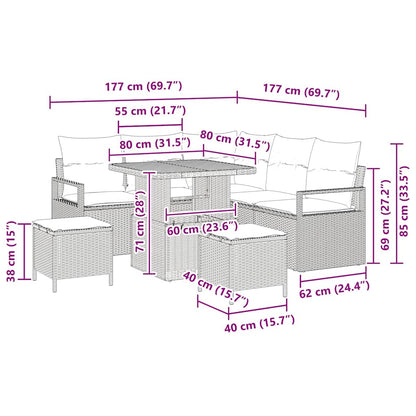 Gartensofa-set 8 stk. Schwarz Poly-Rattan