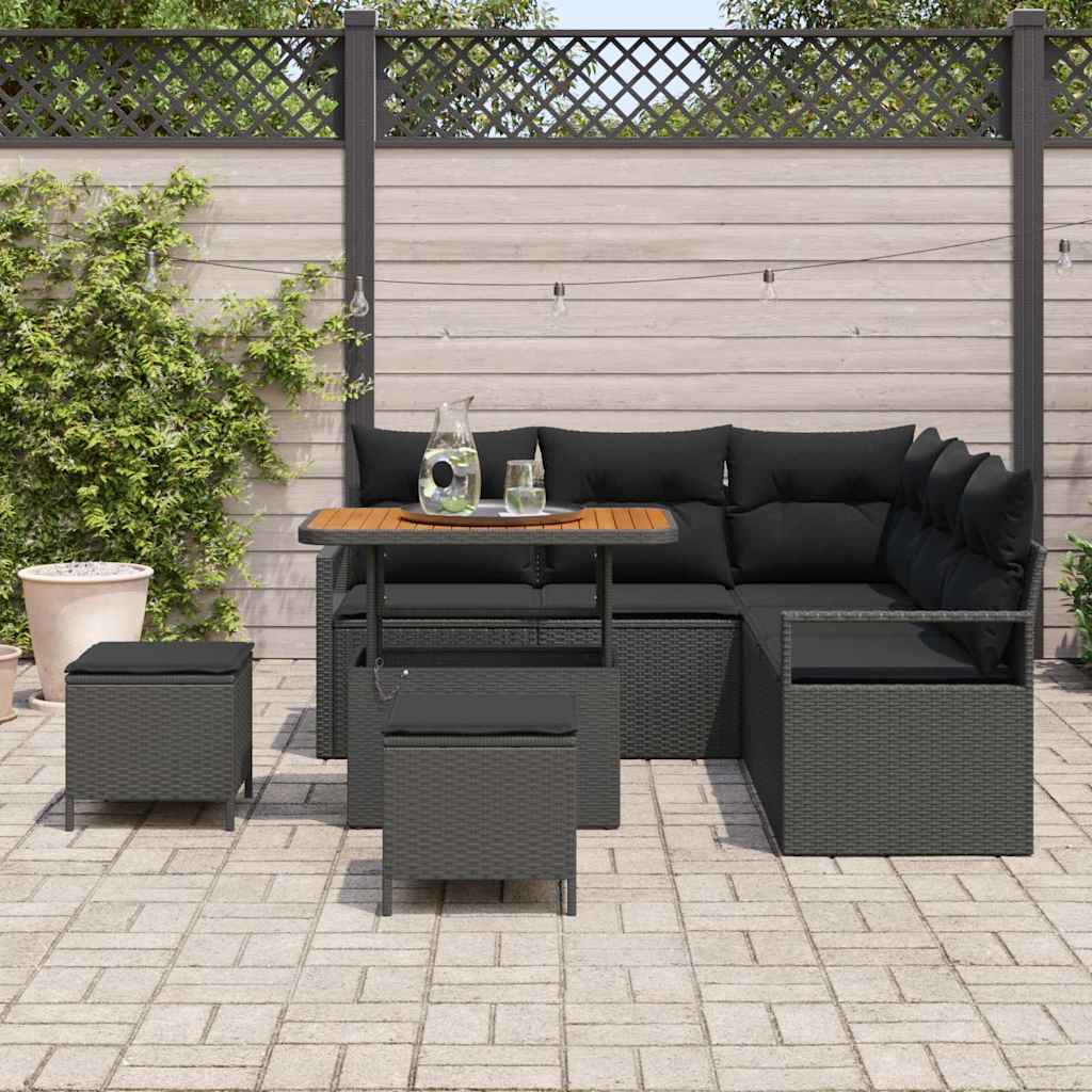 Gartensofa-set 8 stk. Schwarz Poly-Rattan