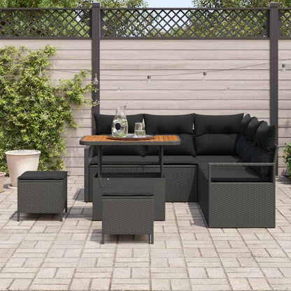 Gartensofa-set 8 stk. Schwarz Poly-Rattan