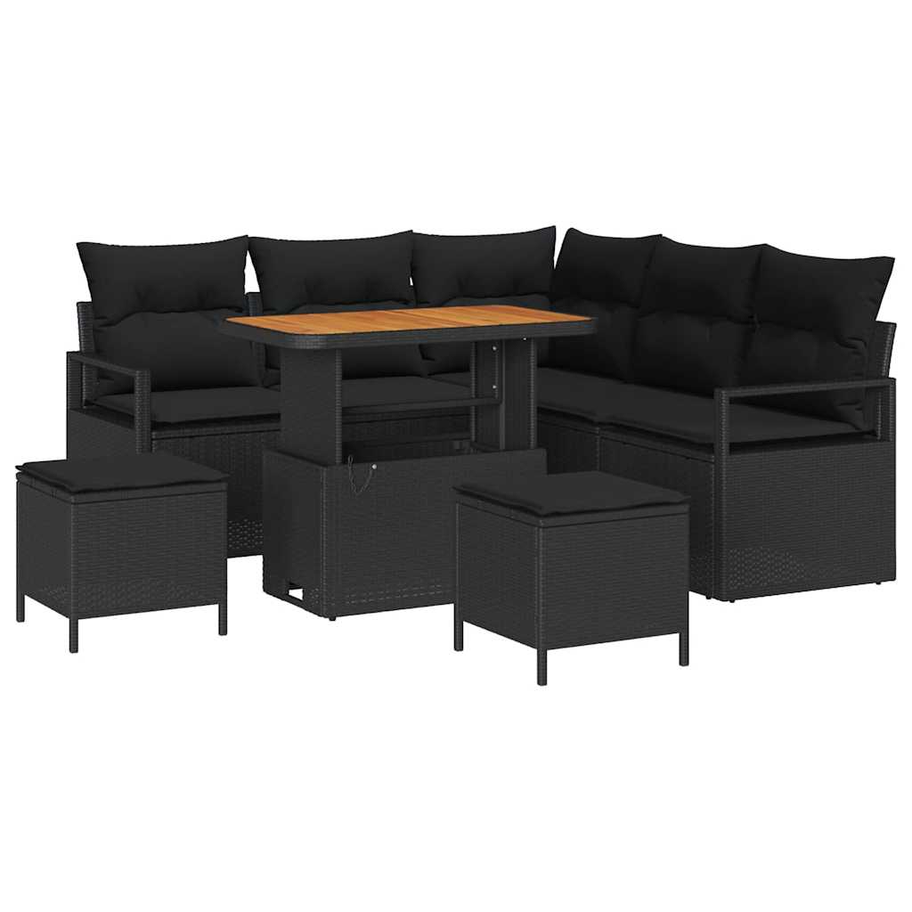 Gartensofa-set 8 stk. Schwarz Poly-Rattan
