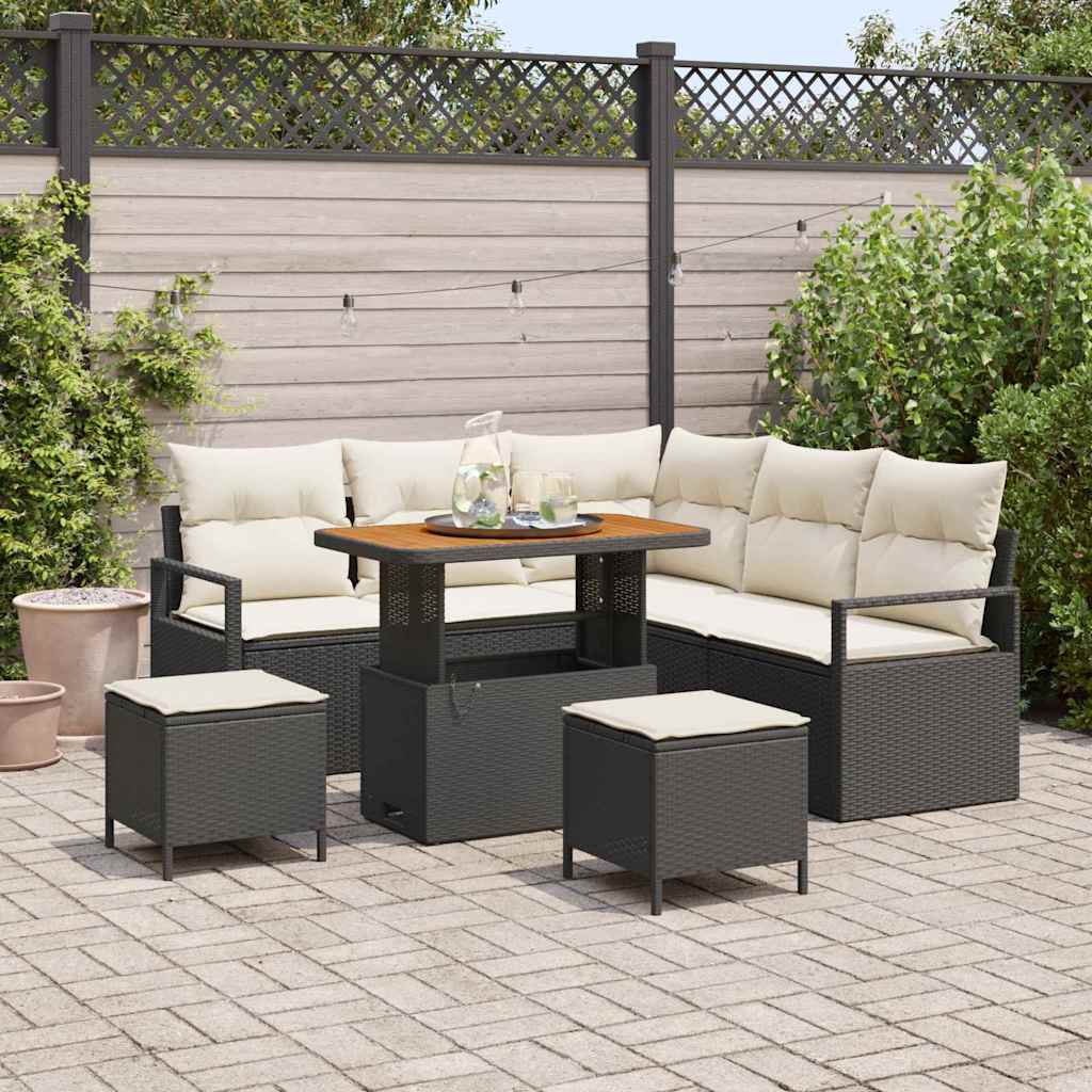 Gartensofa-set 8 stk. Schwarz Poly-Rattan