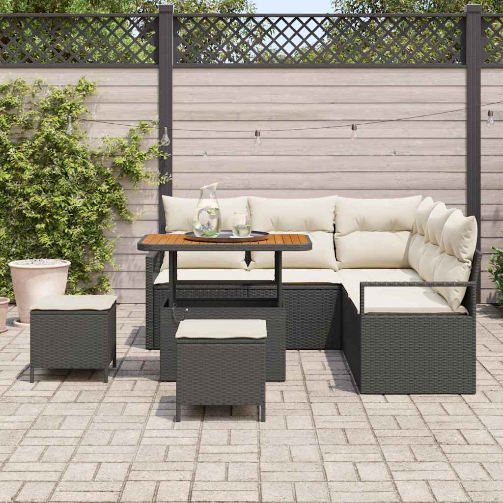 Gartensofa-set 8 stk. Schwarz Poly-Rattan