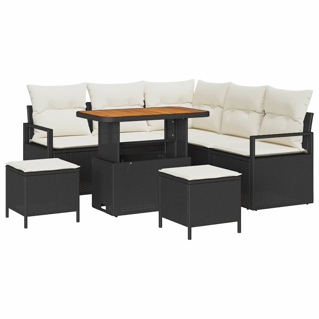 Gartensofa-set 8 stk. Schwarz Poly-Rattan
