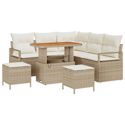 Gartensofa-set 8 stk. Beige Poly-Rattan