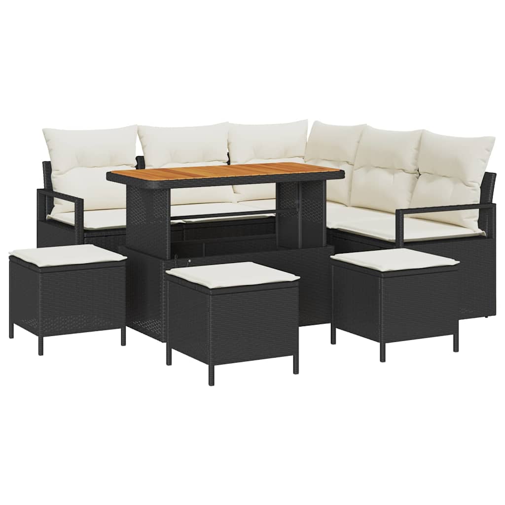 Gartensofa-set 9 stk. Schwarz Poly-Rattan