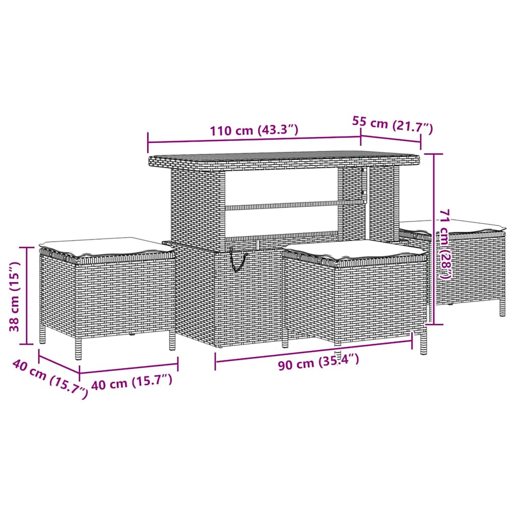 Garten-Sofa-Set 10 stk. Schwarz Poly Rattan
