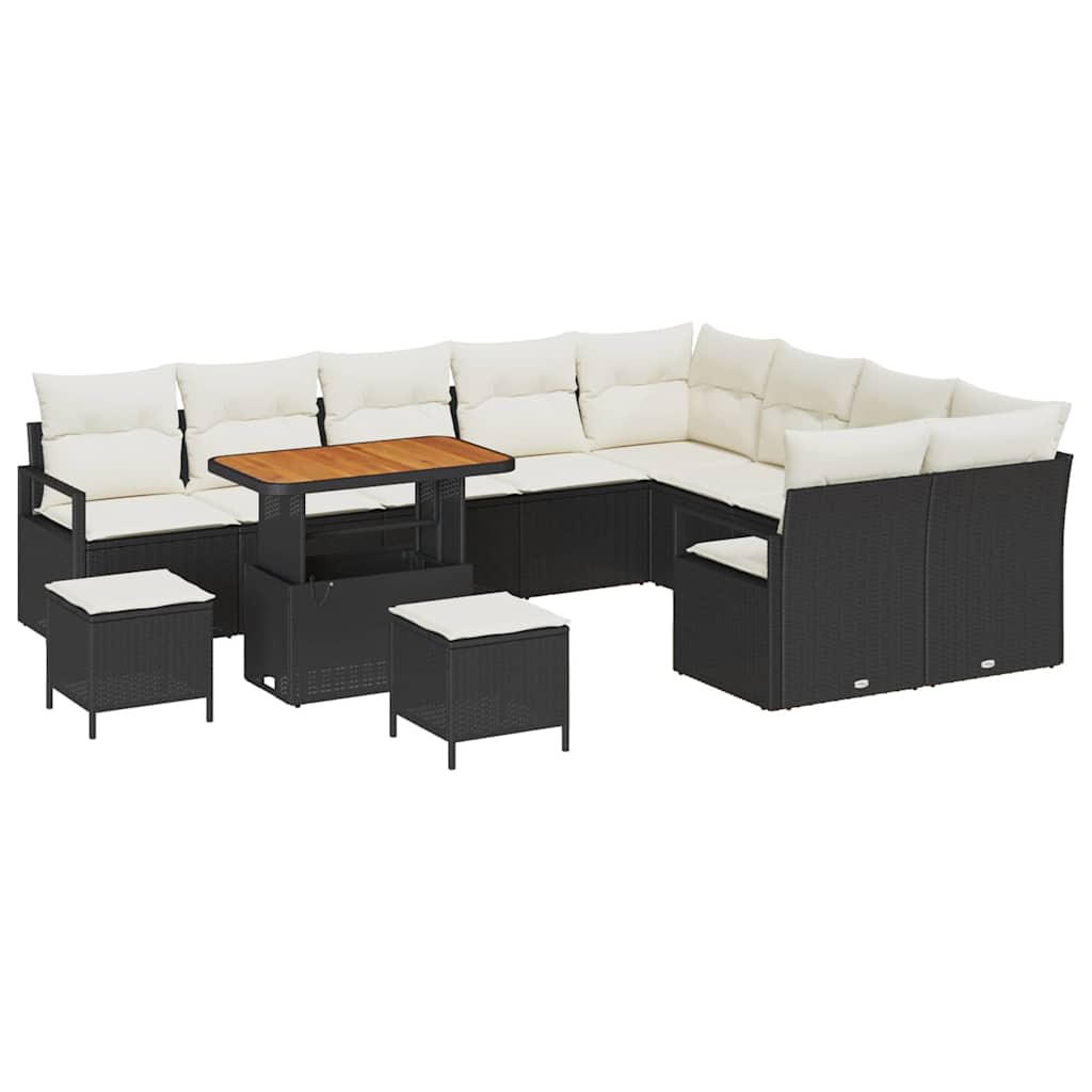 Gartensofa-set 12 Stk. Schwarz Poly-Rattan
