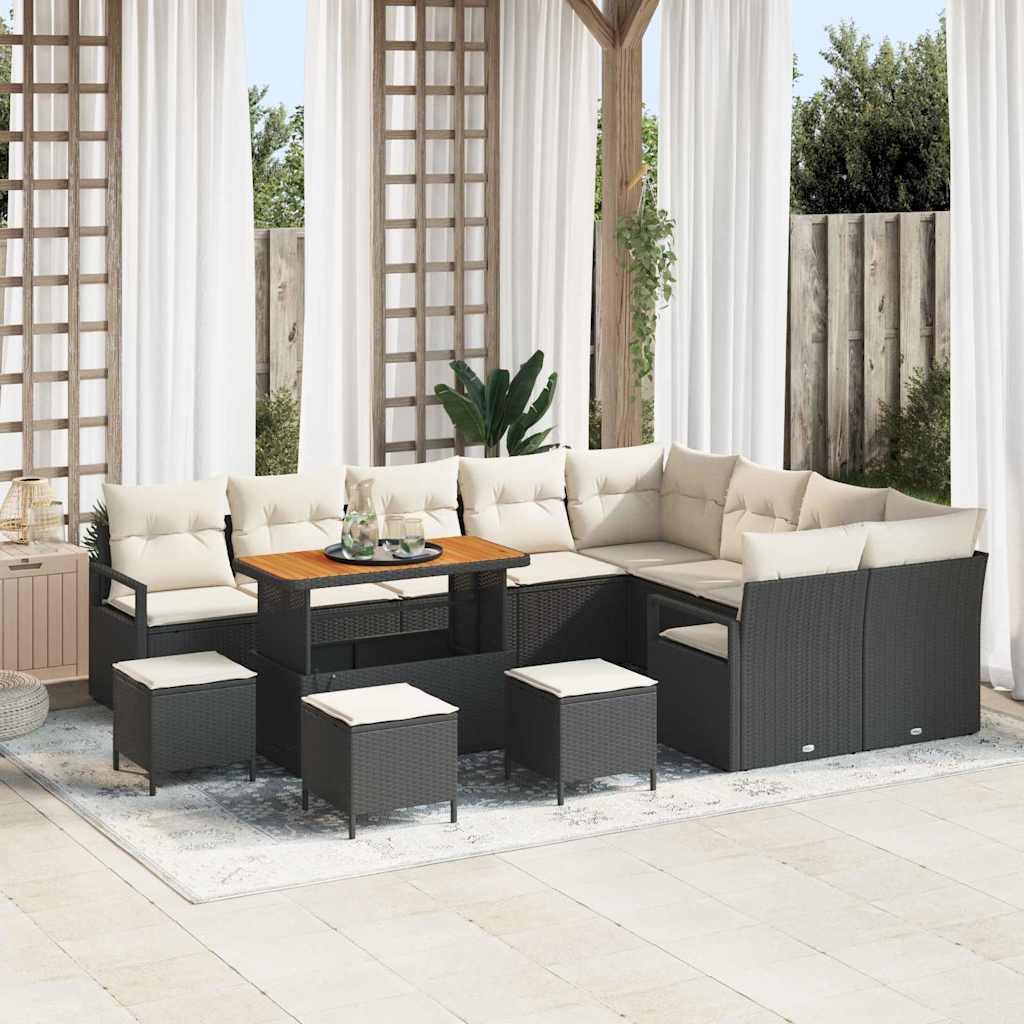 Gartensofa-set 13 stk. Schwarz Poly-Rattan