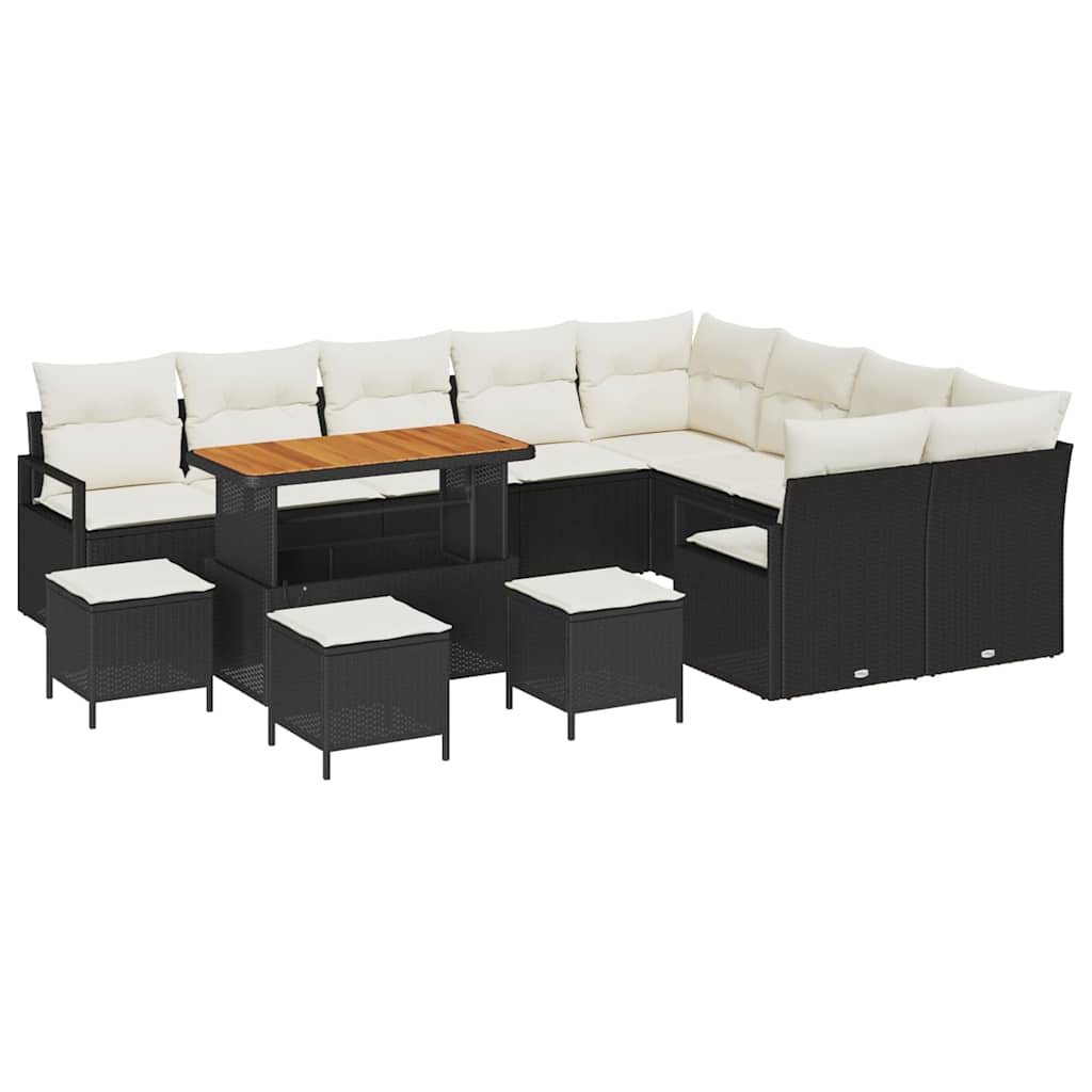 Gartensofa-set 13 stk. Schwarz Poly-Rattan