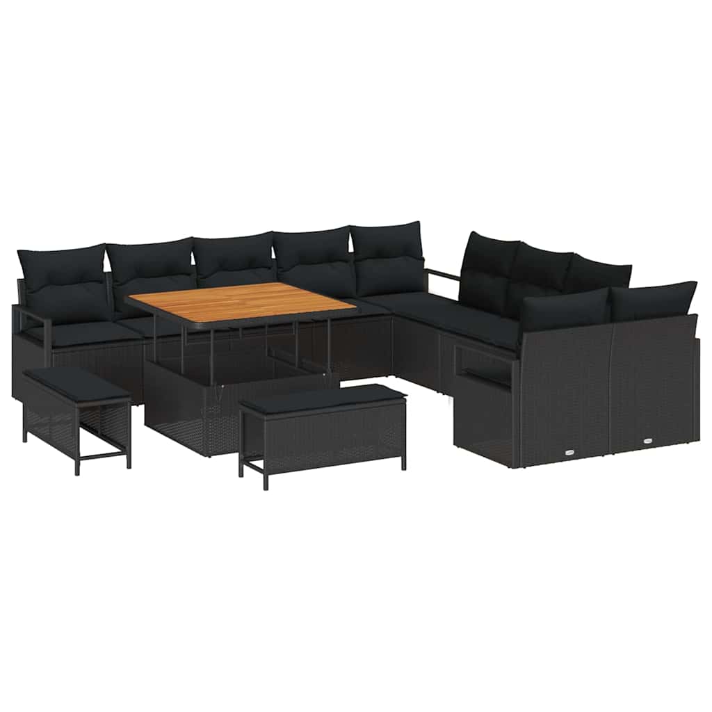 Gartensofa-set 13 Stk. Schwarz Poly-Rattan