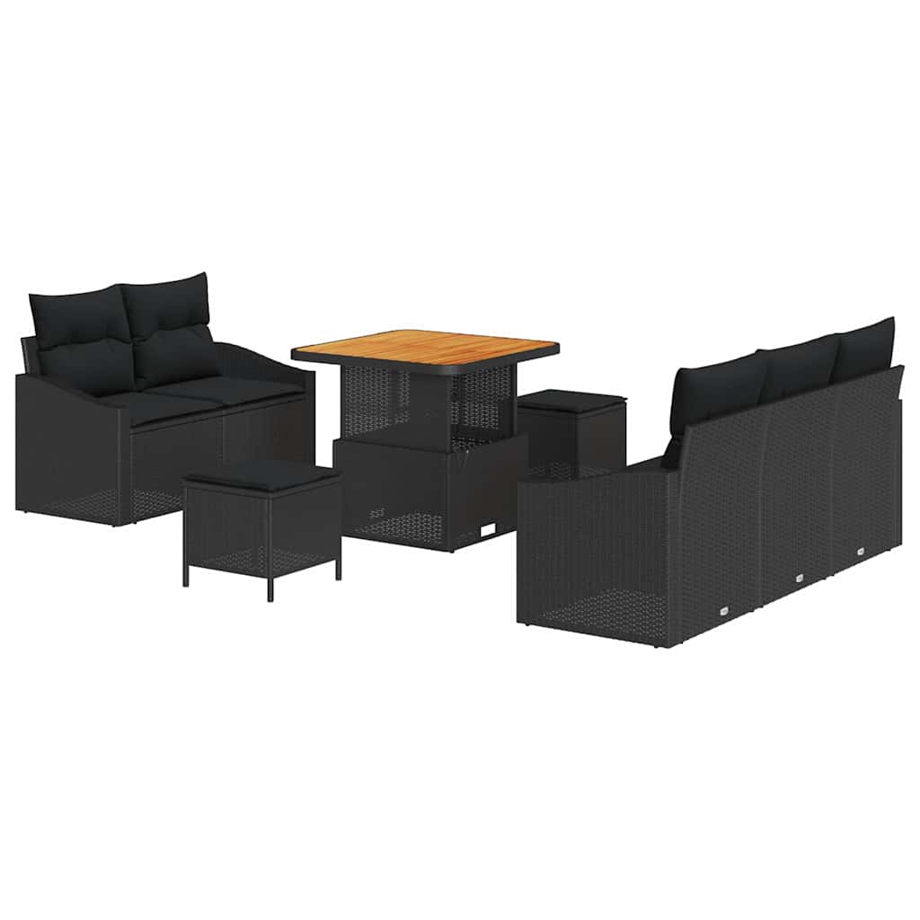 Gartensofa-set 8 stk. Schwarz Poly-Rattan