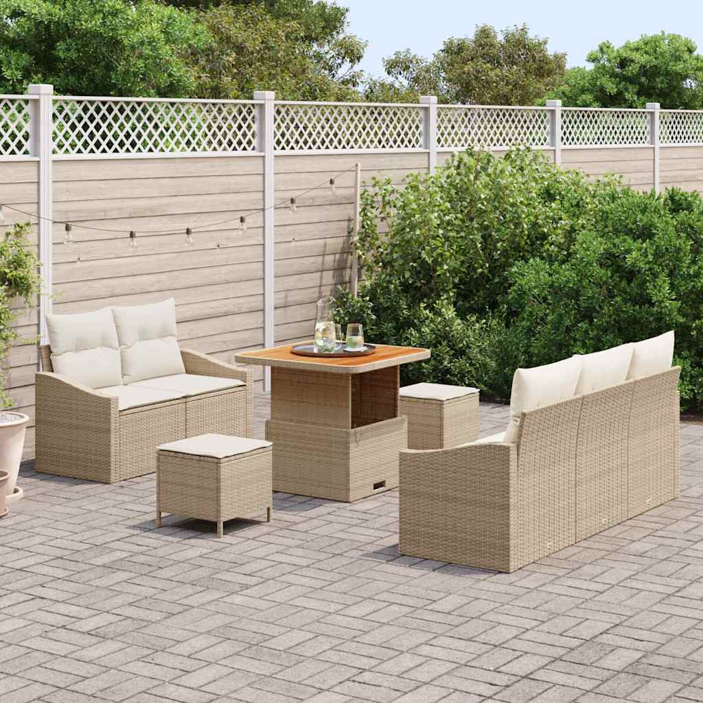 Gartensofa-set 8 stk. Beige Poly-Rattan