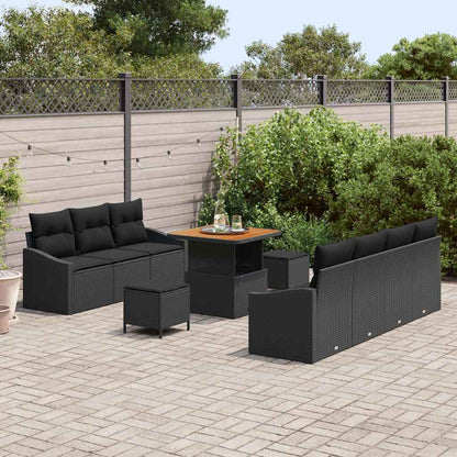 Gartensofa-set 10 stk. Schwarz Poly-Rattan