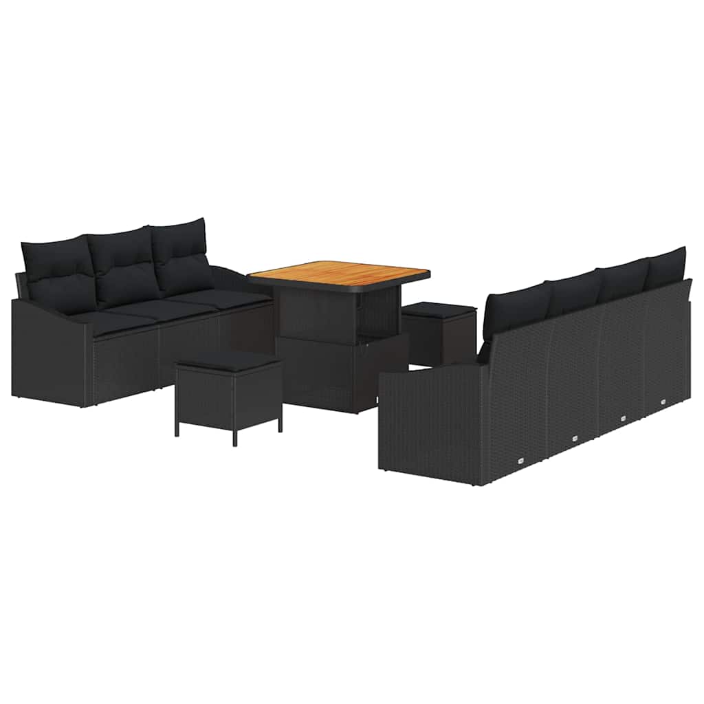 Gartensofa-set 10 stk. Schwarz Poly-Rattan