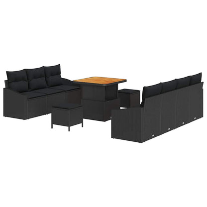 Gartensofa-set 10 stk. Schwarz Poly-Rattan