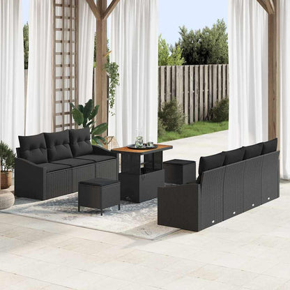 Gartensofa-set 10 stk. Schwarz Poly-Rattan
