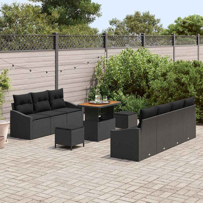 Gartensofa-set 10 stk. Schwarz Poly-Rattan