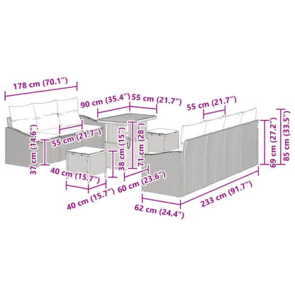 Gartensofa-set 10 stk. Schwarz Poly-Rattan