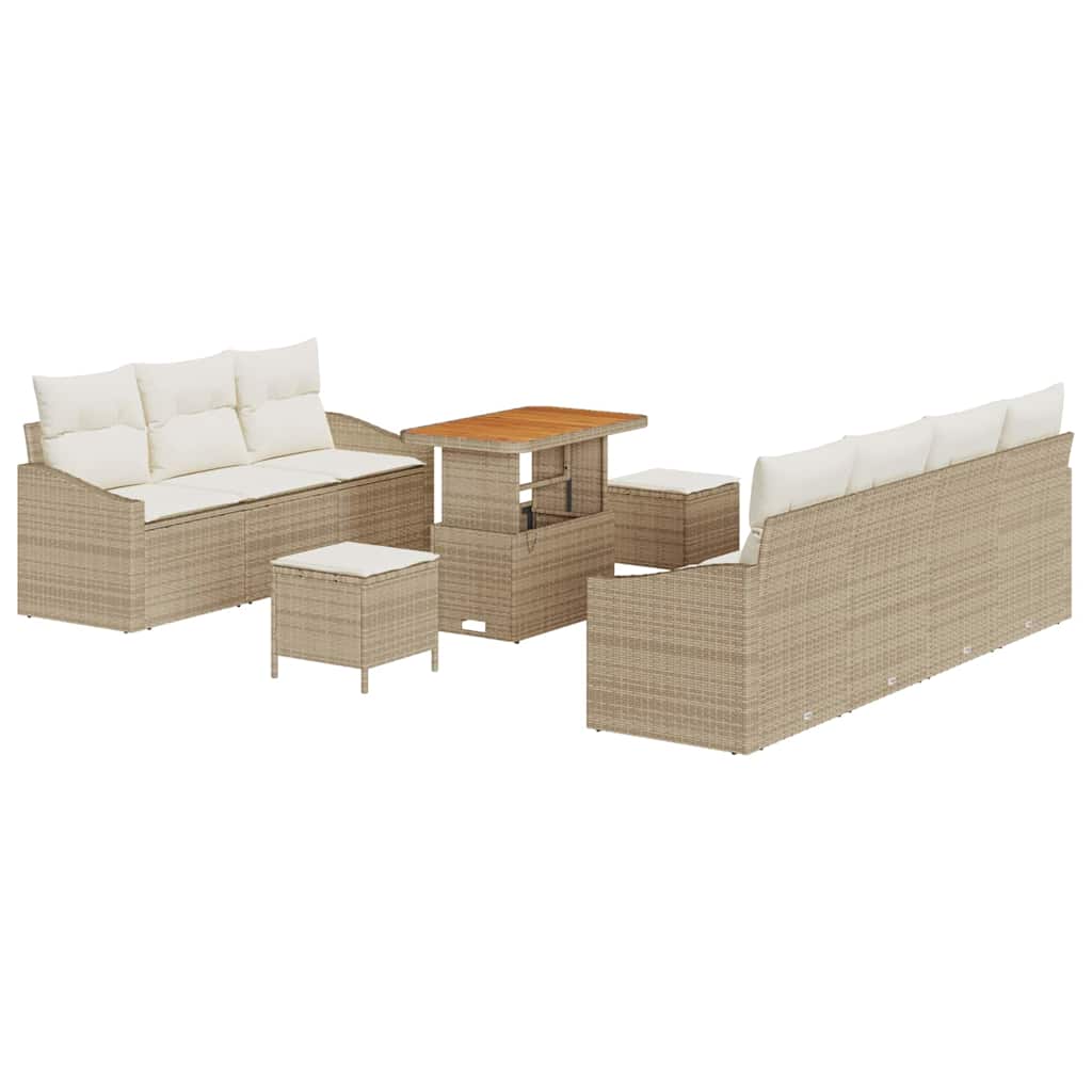 Gartensofa-set 10 stk. Beige Poly-Rattan