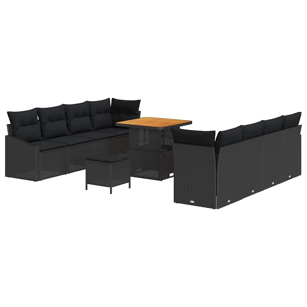 Gartensofa-set 11 Stk. Schwarz Poly-Rattan