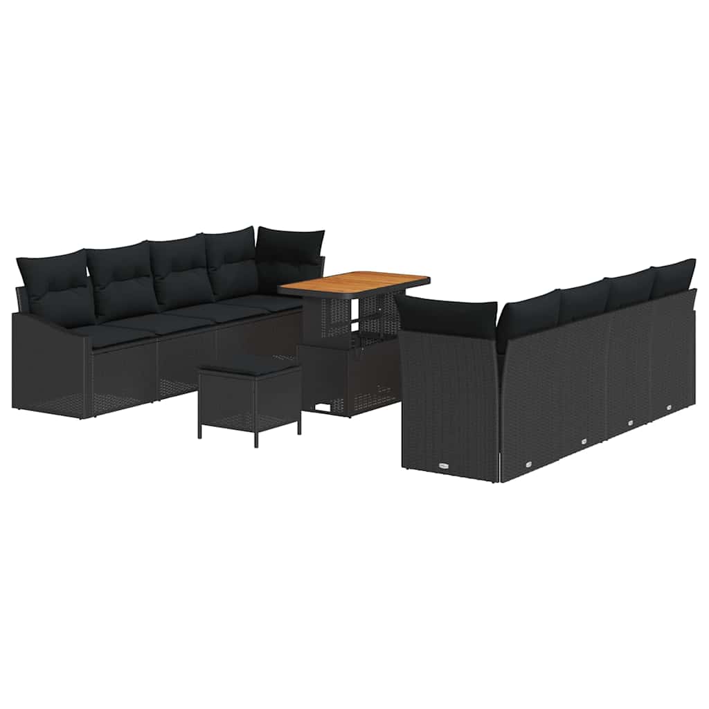 Gartensofa-set 11 stk. Schwarz Poly-Rattan