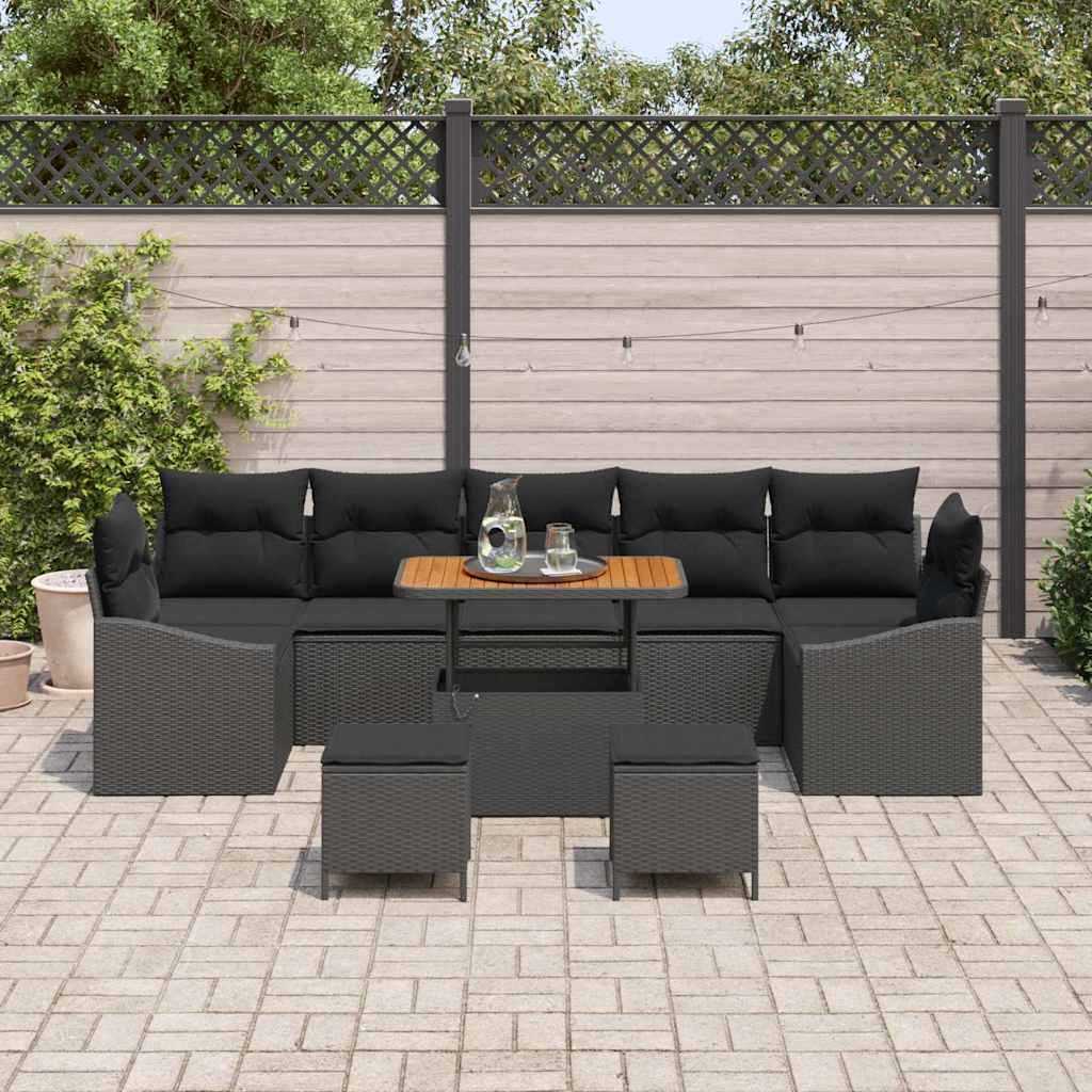 Gartensofa-set 10 stk. Schwarz Poly-Rattan