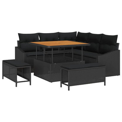 Gartensofa-set 8 stk. Schwarz Poly-Rattan