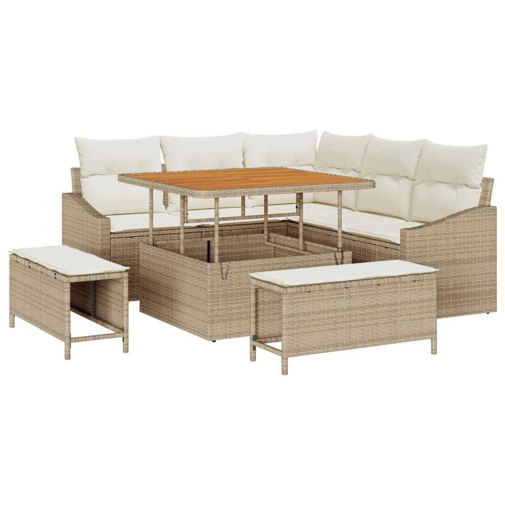 Gartensofa-set 8 stk. Beige Poly-Rattan