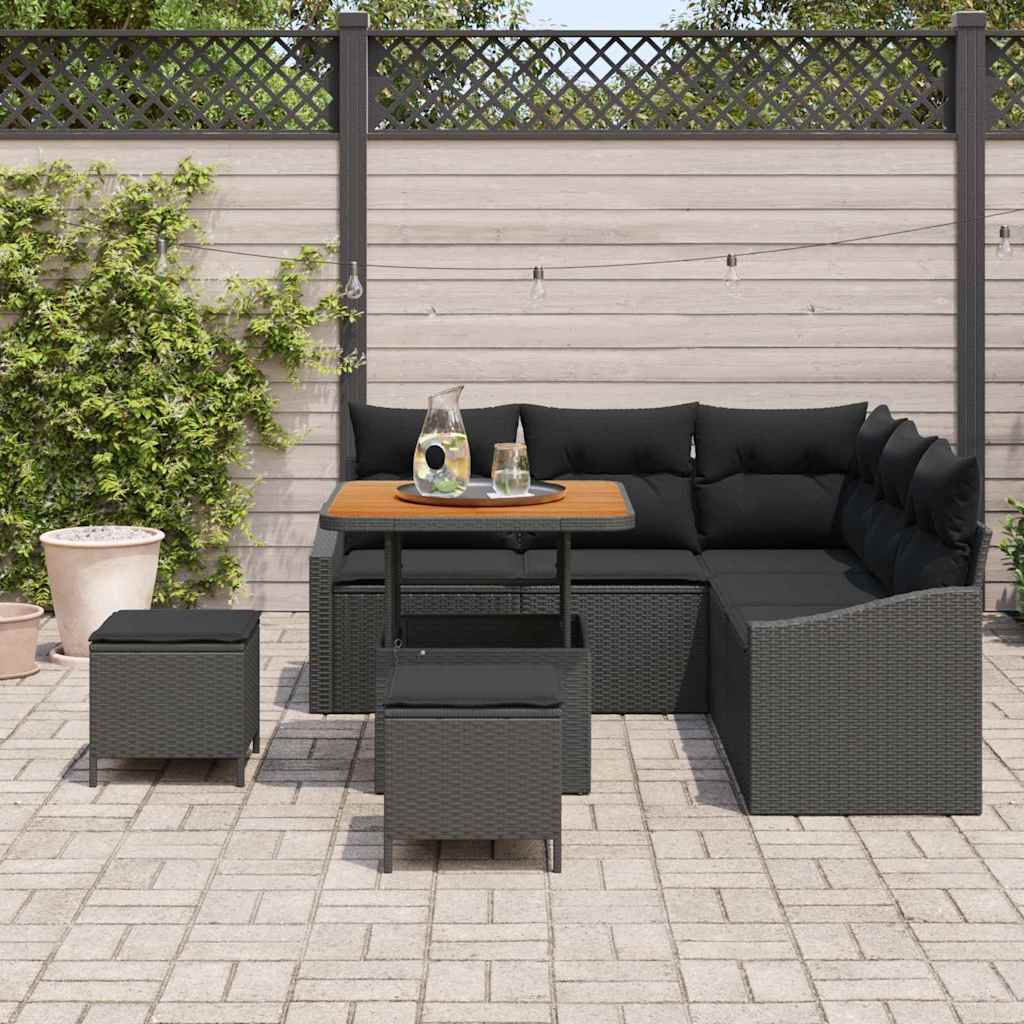 Gartensofa-set 8 stk. Schwarz Poly-Rattan