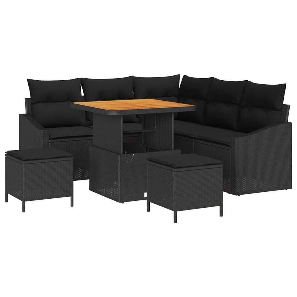 Gartensofa-set 8 stk. Schwarz Poly-Rattan