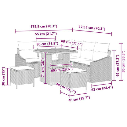 Gartensofa-set 8 stk. Schwarz Poly-Rattan