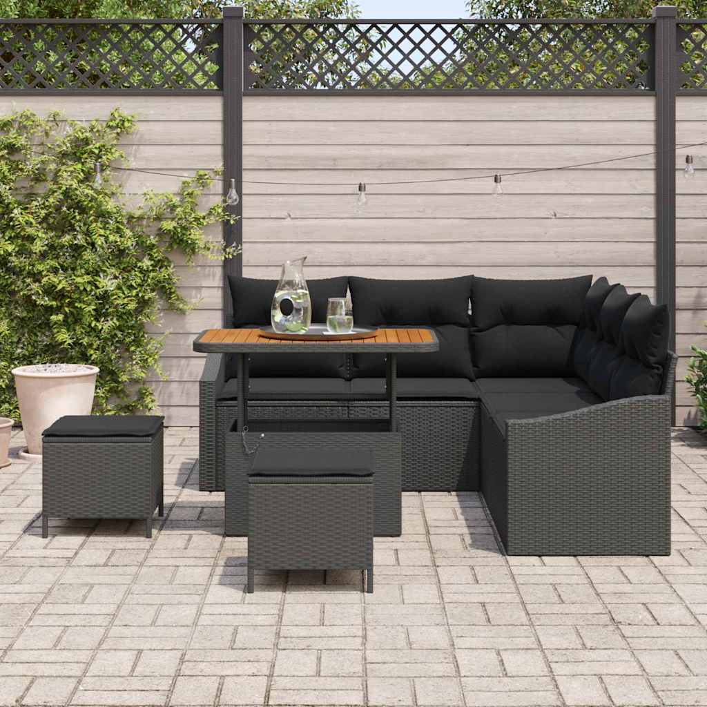 Gartensofa-set 8 stk. Schwarz Poly-Rattan