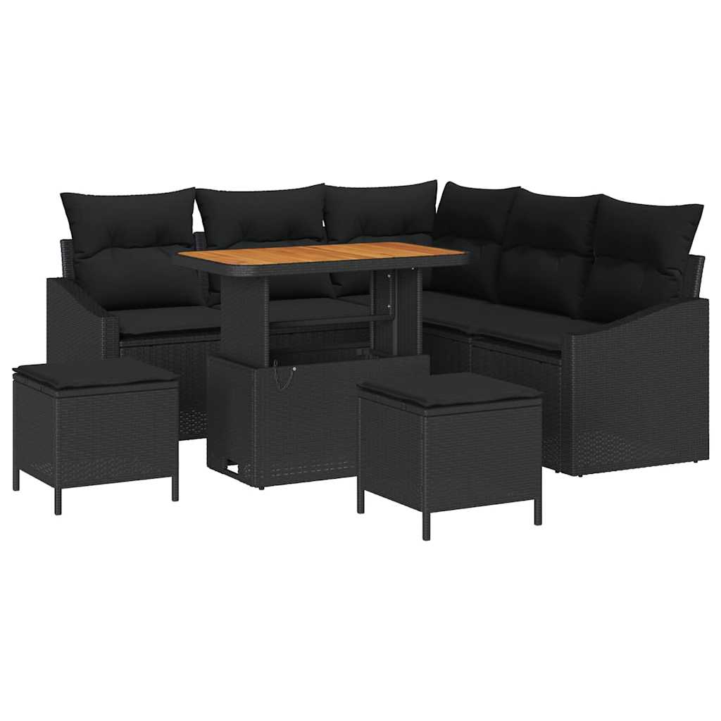 Gartensofa-set 8 stk. Schwarz Poly-Rattan