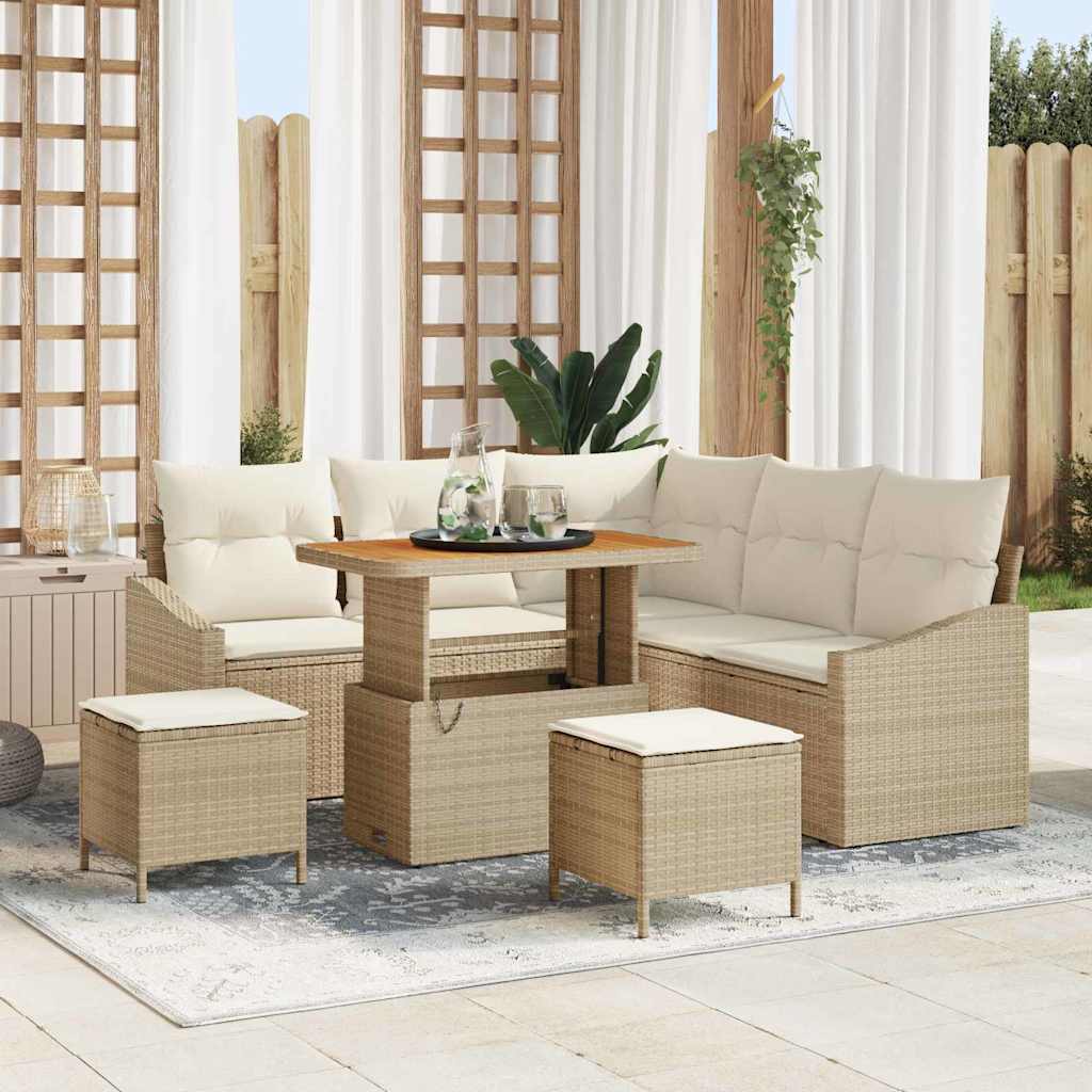 Gartensofa-set 8 stk. Beige Poly-Rattan
