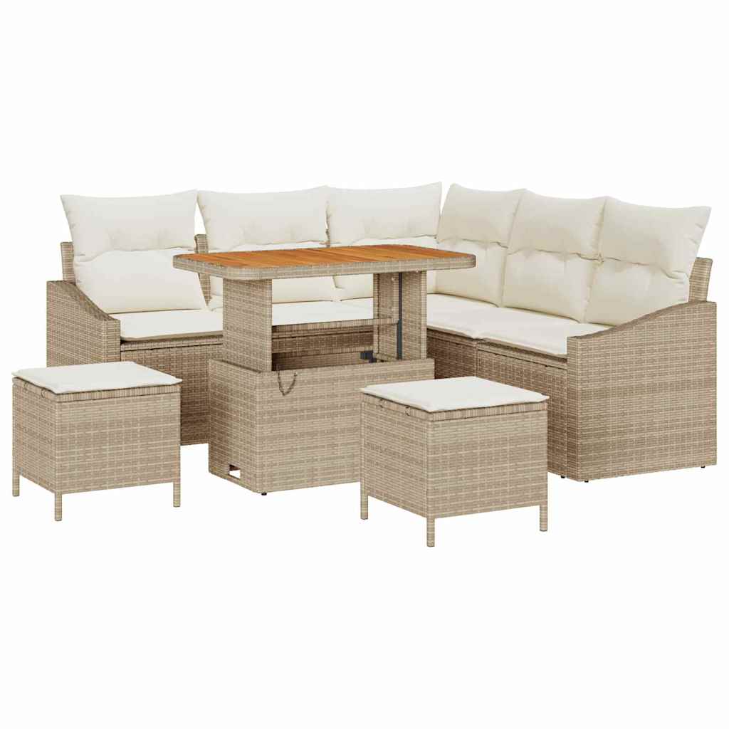 Gartensofa-set 8 stk. Beige Poly-Rattan
