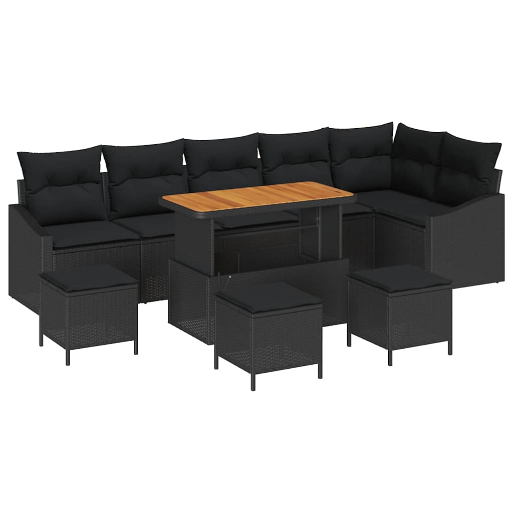 Gartensofa-set 10 stk. Schwarz Poly-Rattan