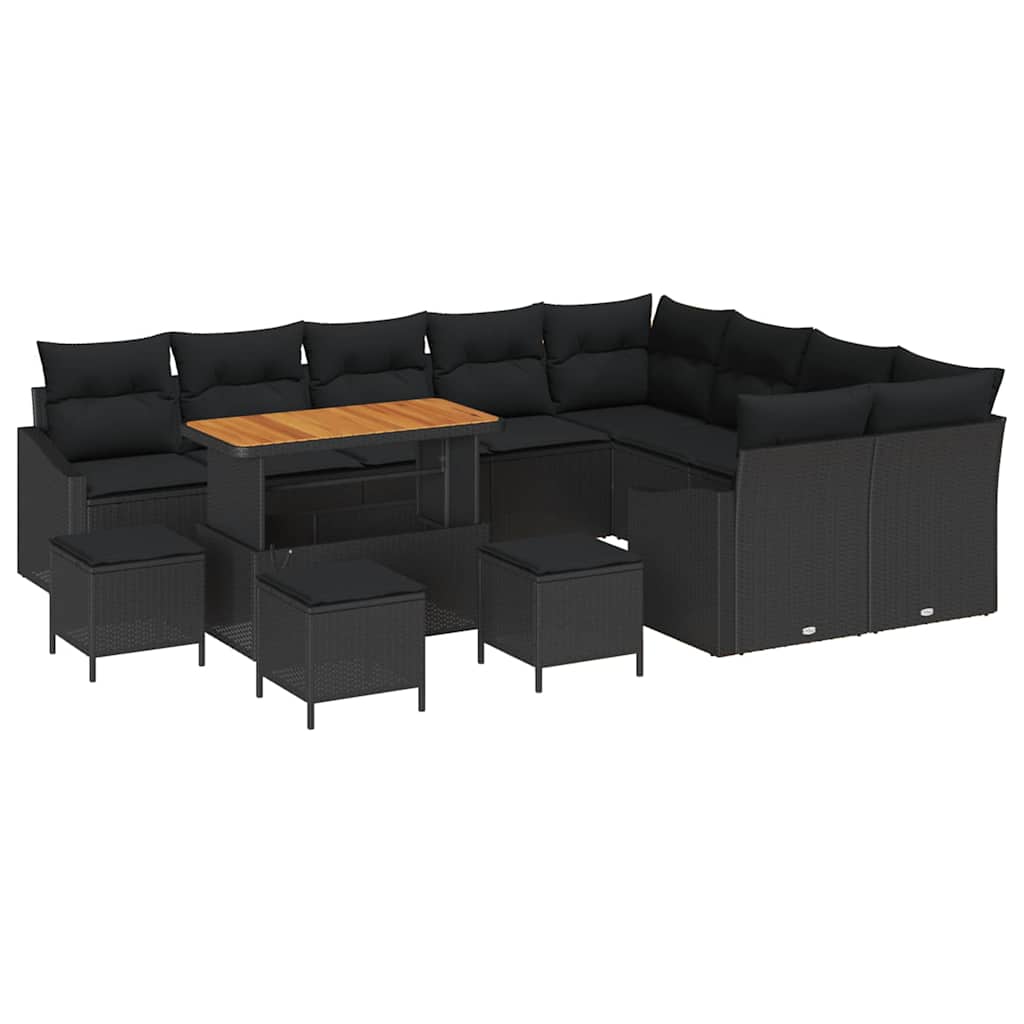 Gartensofa-set 13 stk. Schwarz Poly-Rattan