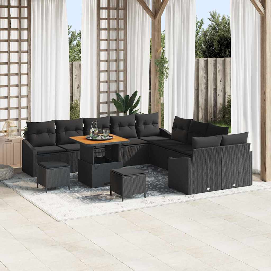 Gartensofa-set 13 stk. Schwarz Poly-Rattan
