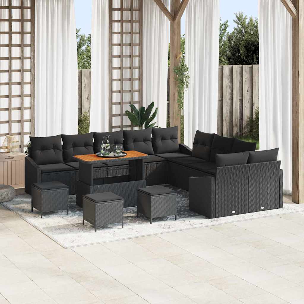 Gartensofa-set 14 stk. Schwarz Poly-Rattan