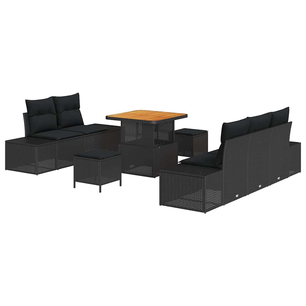 Gartensofa-set 8 Stk. Schwarz Poly-Rattan
