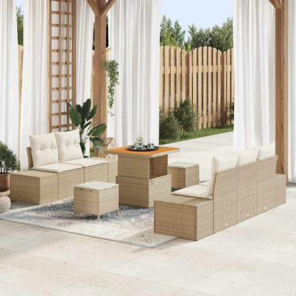 Gartensofa-set 8 stk. Beige Poly-Rattan
