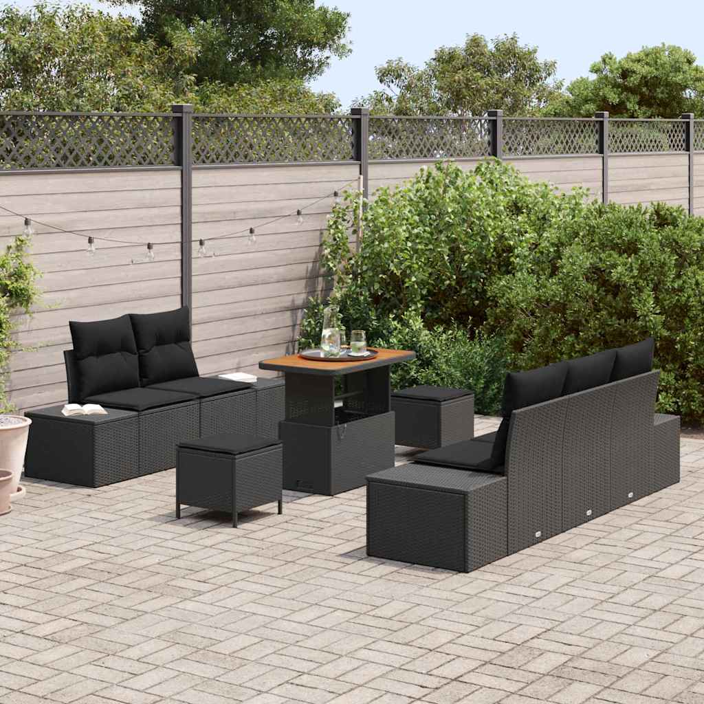 Gartensofa-set 8 Stk. Schwarz Poly-Rattan