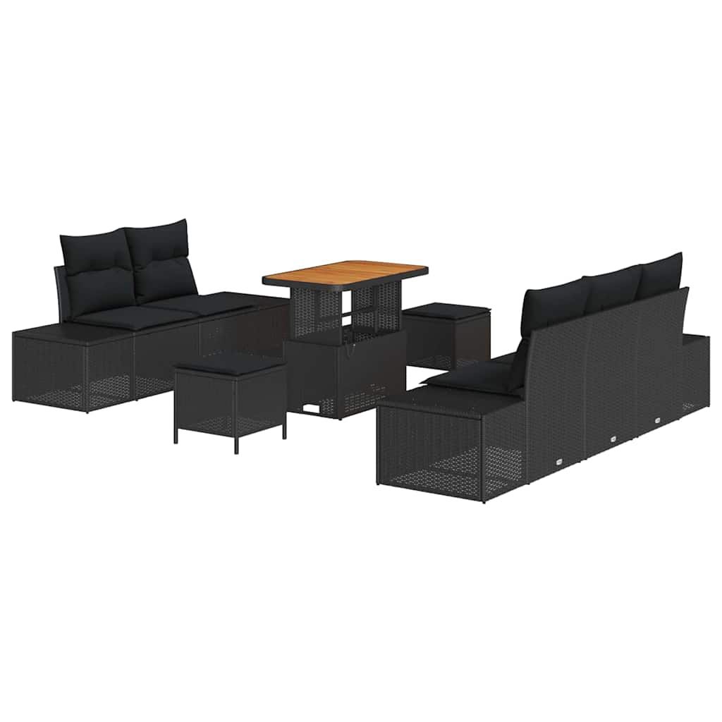 Gartensofa-set 8 Stk. Schwarz Poly-Rattan