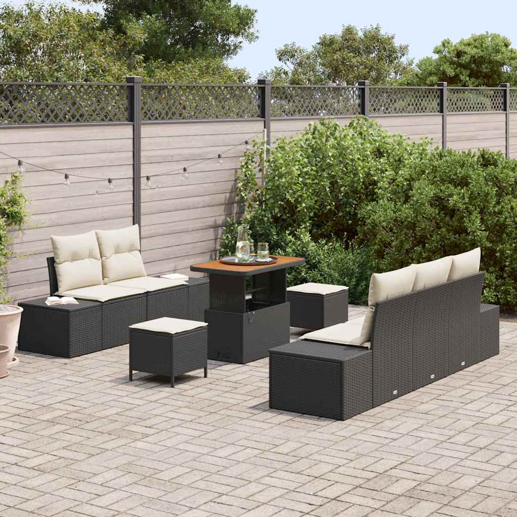 Gartensofa-set 8 Stk. Schwarz Poly-Rattan