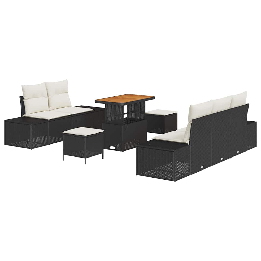 Gartensofa-set 8 Stk. Schwarz Poly-Rattan