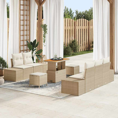Gartensofa-set 8 stk. Beige Poly-Rattan