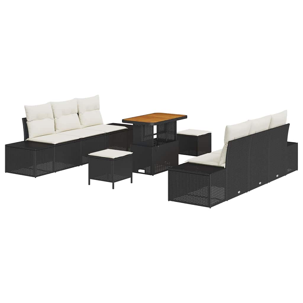 Gartensofa-set 9 Stk. Schwarz Poly-Rattan